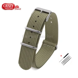 Nylon Canvas Weave Sports Wristband - Universal Replacement Watch Strap - 22mm (Green)