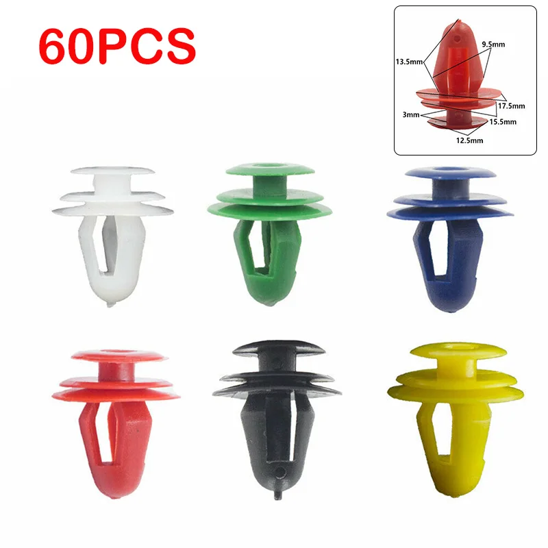 

60PCS Universal Auto Door Panel Clips Fixing Fastener 9mm Hole Car Interior Door Trim Panel Card Clip Rivet Car Accessories
