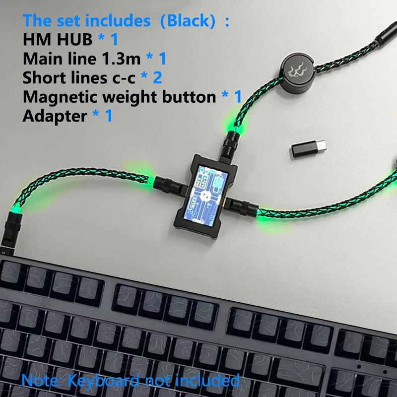 15cm/130cm C-C/USB-C Single Crystal Copper Keyboard Cable Supports 8K Magnetic Controllable Lights for HM Hub Computer Keyboard