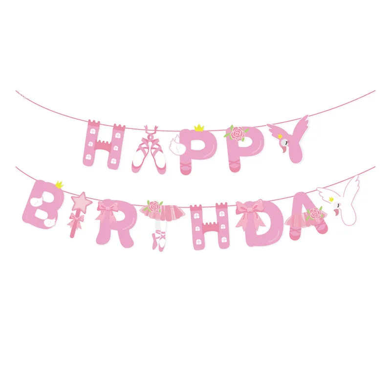 Description Picture 4 of itemBallet Swan Dance Party Disposable Tableware Set Banner Paper Plates Napkin Cups Banner Photography Props Table Cloth Balloons