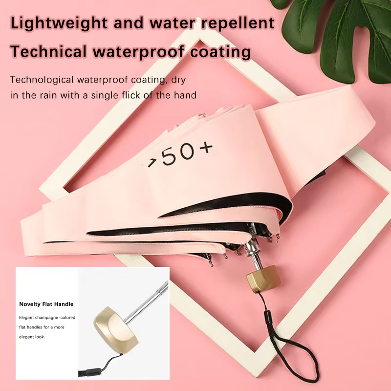 Compact Mini Umbrella for Purse - Lightweight, Pocket-Sized Travel Umbrella with Black UV Coating for Sun Protection