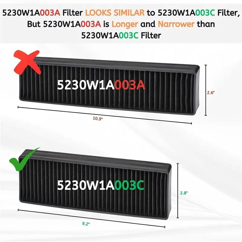 【FAVORITE】2PCS 5230W1a003 EAU42744409용 교체용 숯 필터 3501W1A019D 주방용 전자레인지 카본 에어 필터