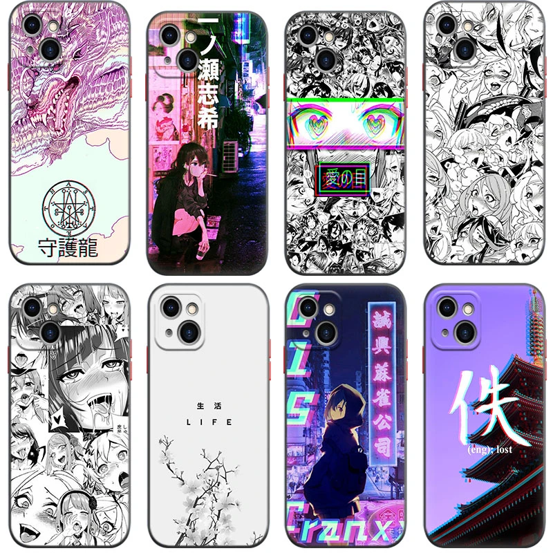 Cute Kawaii Japan Girl Vaporwave Case for Iphone 14 13 12 Mini 11 Pro XS Max 7 8 6 6S Plus XR X SE 2020 2022 5 5S Black Cover case iphone 13 mini