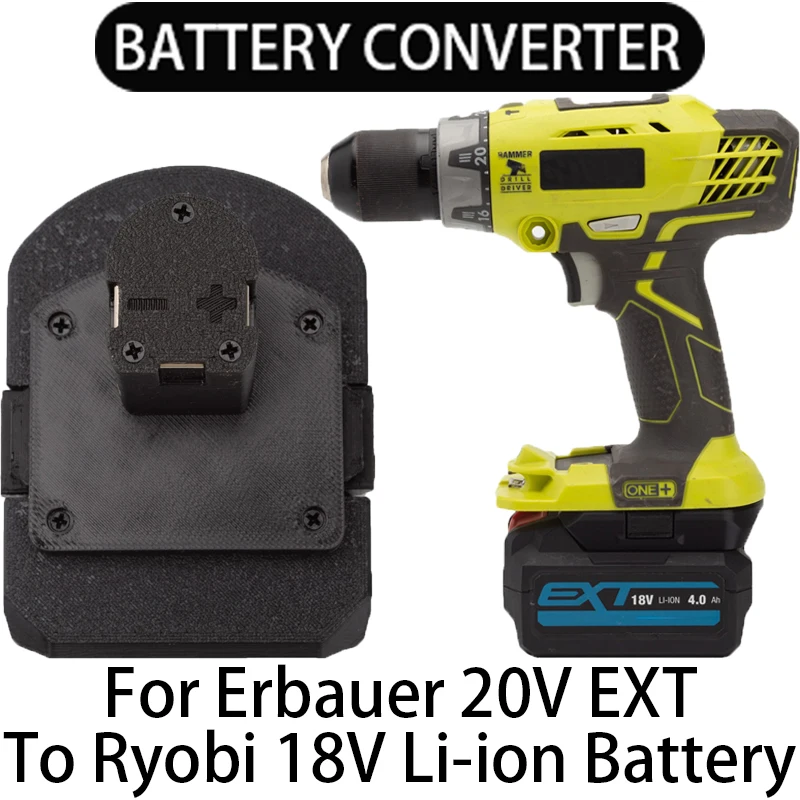 Battery Converter for Ryobi ONE+ 18V Li-ion Battery Tools to Erbauer 20V EXT Li-Ion Battery Adapter Power Tool Accessory