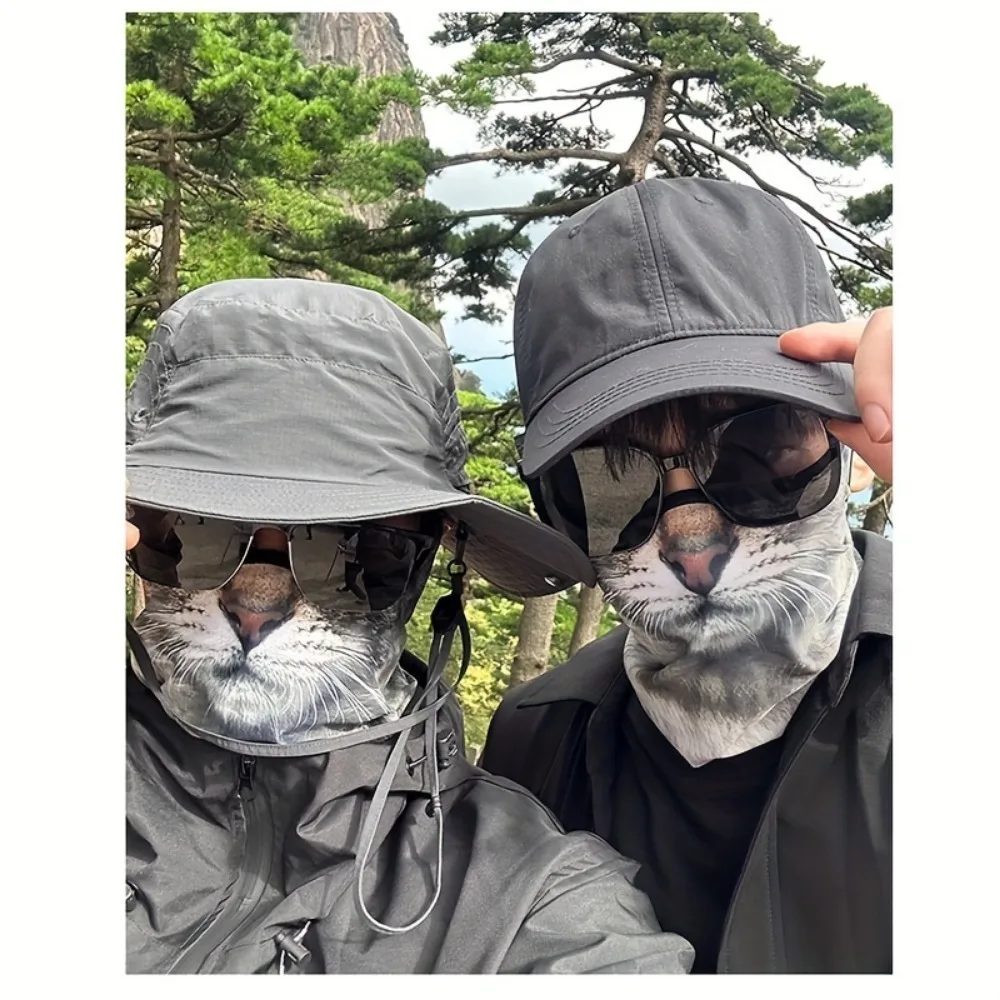 3D 동물 고양이 디자인 여름용 풀페이스 넥 프로텍터 햇빛 가리개 통기성 속건 폴리에스터 헬멧 라이너 (야외 사이클링용)