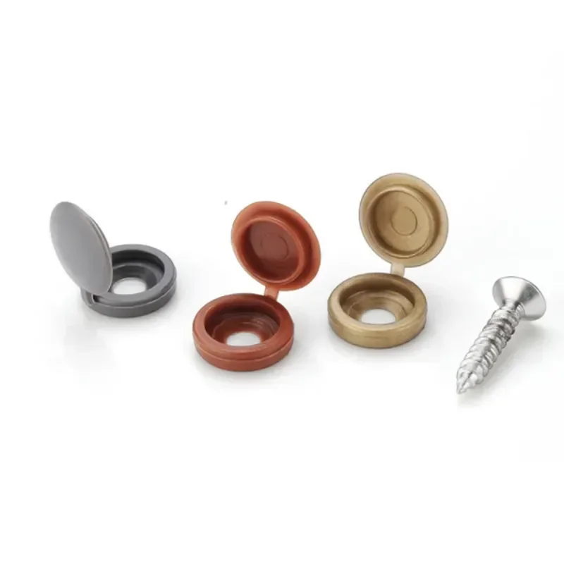 Screw Caps 10/100Pcs Nails Screw Caps Plastic Protective Covers 7 Colors Phillips Screw Decorative Cover Cross Folding Cap