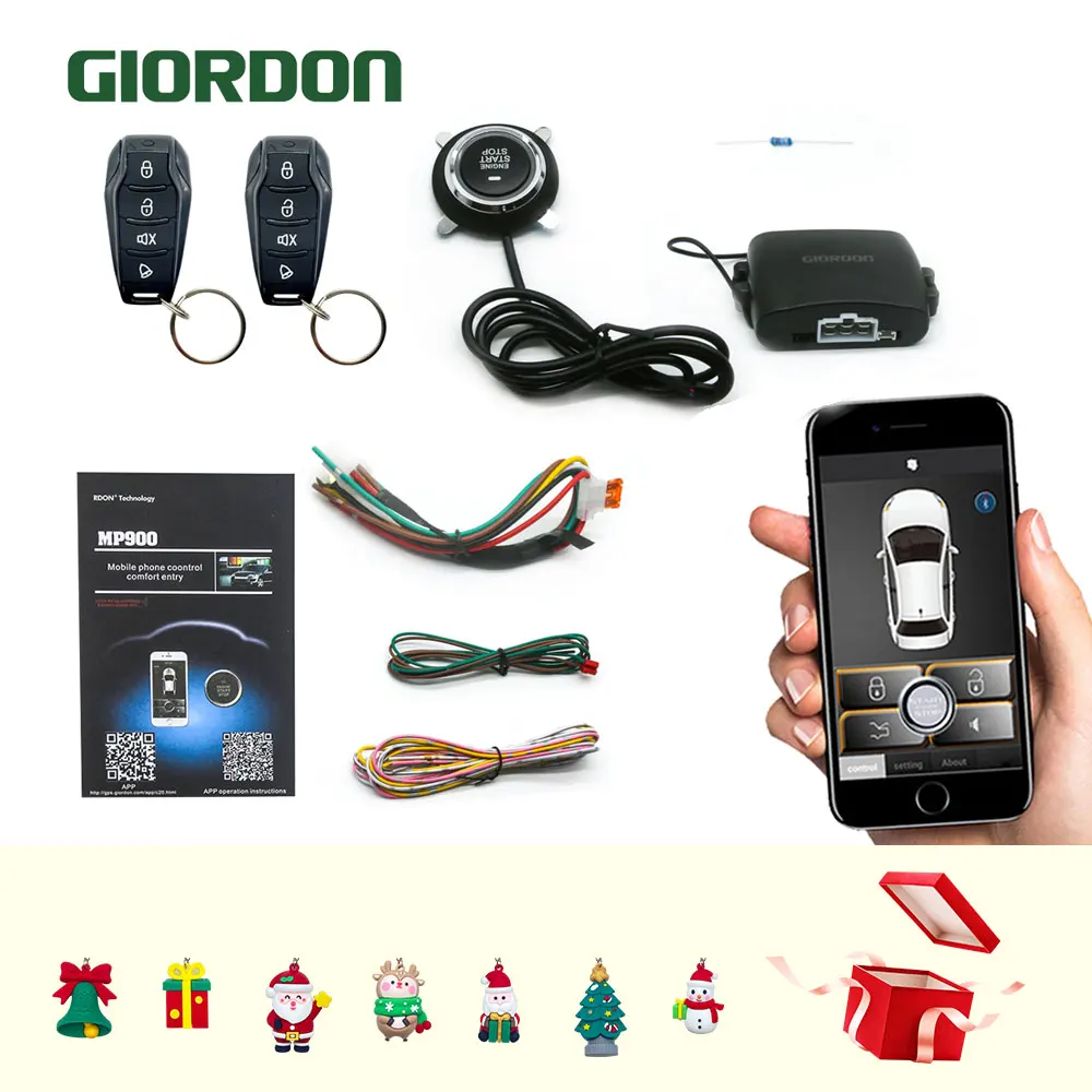 

Car Universal Alarm APP With Autostart One-button start Keyless Entry System Smart Key Remote Start Kit G6204
