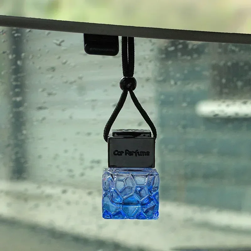 Transparent Silver Black Water Cube Car Perfume Bottle 10ML Automotive Aromatherapy Essential Oil Vessel Car Air Freshener