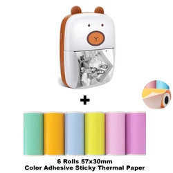 Mini Pocket Bluetooth Printer-Portable Thermal Printer with 6 Roll Papers for Journal/DIY Scrapbook/Travel/Notes/Lists/Label/Me