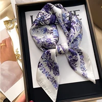 Women New Style Square Headscarf Luxury Sunscreen Beach Kerchief Popular Design 70X70CM Silk Hijab 2023 The Four Seasons Scarves 2