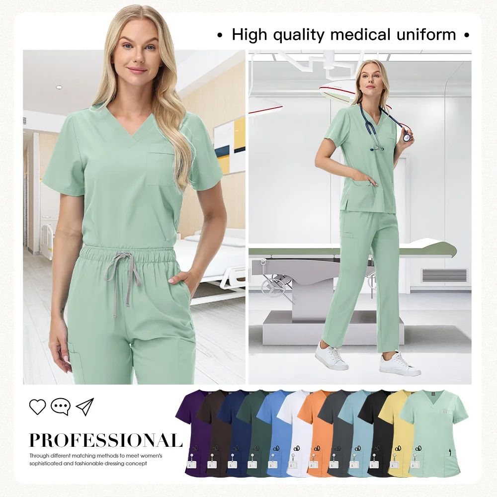 Pet Grooming Working Clothes Women Uniforme Dental Clinic Scrubs Suit Hospital Medical Scrub Set Spa Uniform Beautician Workwear
