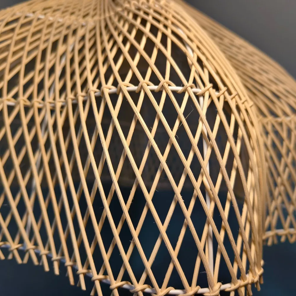 JOYINLED Bohemian Handmade Rattan Decorative Pendant Light Creative Shaped Lampshade 60cm for Living Room Bedroom Dining Room