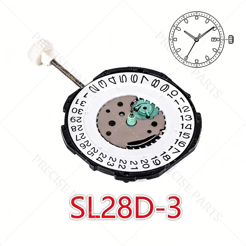 새로운 중국산 Sunon SL28-3 쿼츠 무브먼트 교체용 3핸즈 캘린더 날짜 표시 기능이 있는 저렴한 2115 무브먼트 시계 수리용 대체품