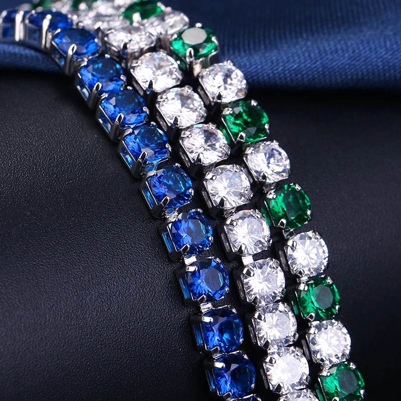 Fashion Green Crystal Friendship Bracelets Bangles For Women Silver Color Round Zircon Charm Bracelet Braclet Gifts