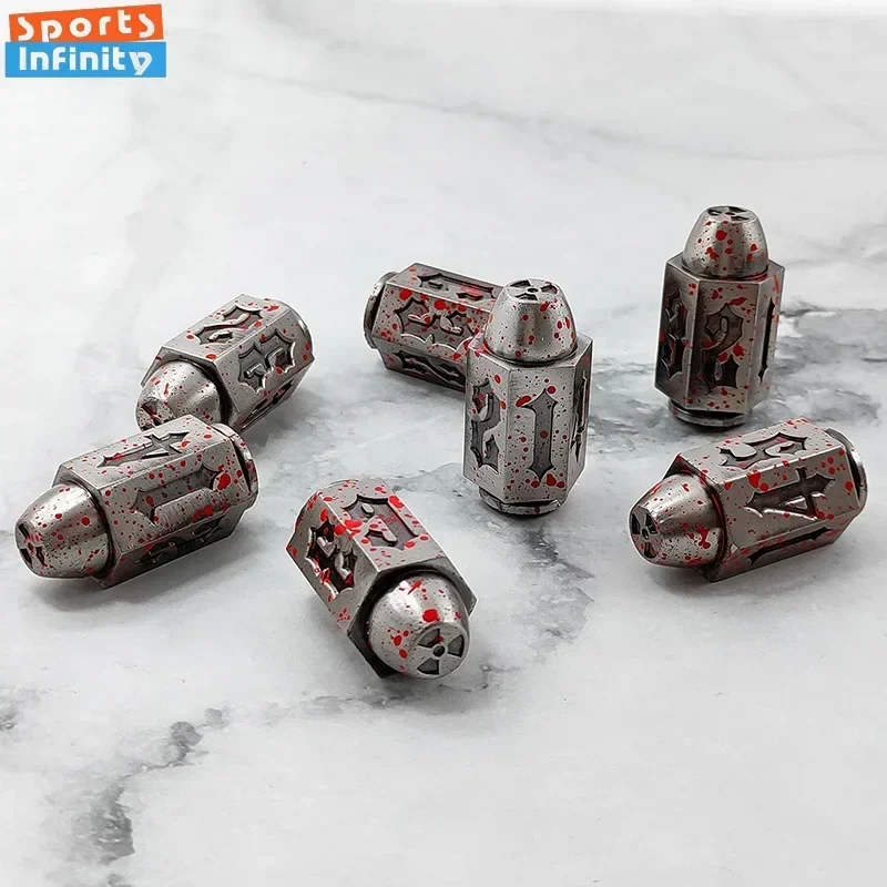 D6 Red Bloodstains Bullet Metal Dice DND Dice Set for COC TRPG RPG Cthulhu Table Board Game Polyhedral Number Kit 1pc