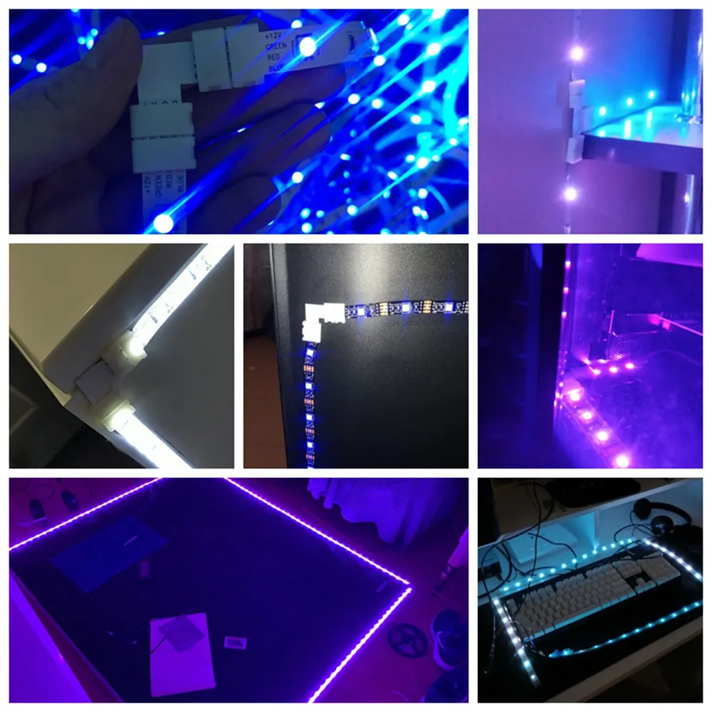 LED Strip Connector L T X Shape 2PIN-5PIN for 10mm WS2811 WS2812 5050 RGB Light Tape