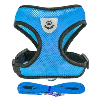 Cat Harness Vest Walking Lead Leash for Puppy Dogs – Adjustable Mesh Harness for Small/Medium Pets - Blue