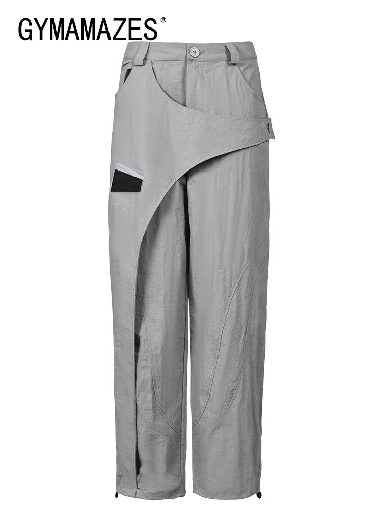 

GYMAMAZES Minimalist Trousers For Women High Waist Temperament Loose Casual Summer Cargo Pants Female Fashion Style Clothing New