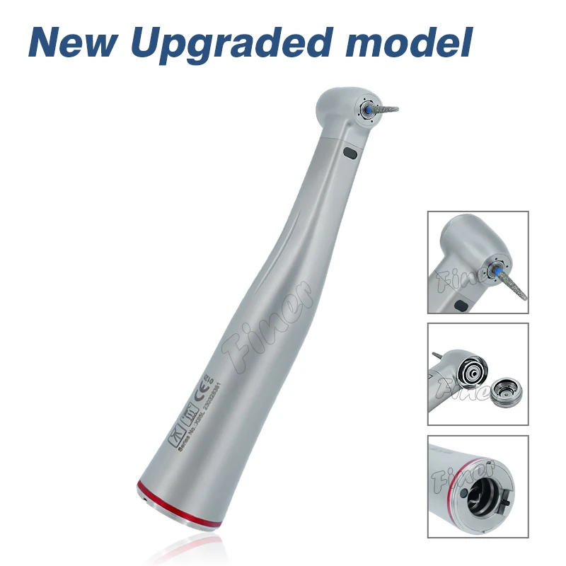 Finer 1:5 Dental-Winkelstück mit Rotem Ring, Quattro-Spray, Geschwindigkeitsverstärkung und Glasfaser X95L für die Zahnmedizin