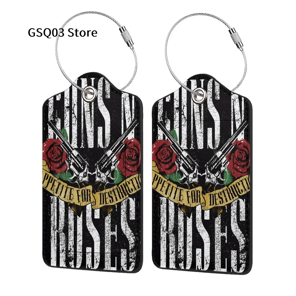 

Художественные бирки для багажа Guns N Roses для чемоданов, абстрактная кожа, нержавеющая сталь, петля, бирка для багажа для мужчин и женщин, дорожная сумка, чемодан