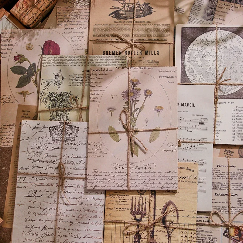 Journamm 30pcs/pack Vintage Newspaper Style Materials Paper Lightweight Paper DIY Scrapbooking Collage Junk Journal Decor Paper 5