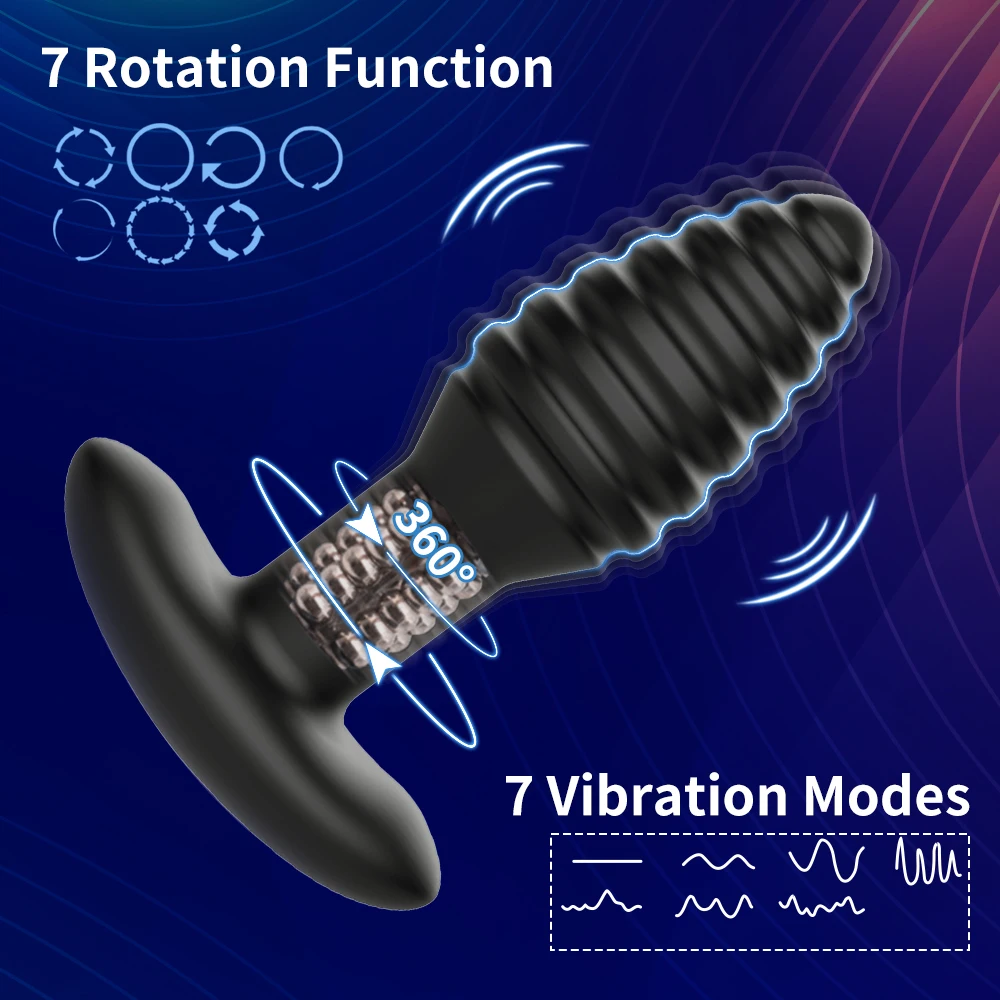360 Degree prostate massager rotating anal plug vibrator remote control butt plug vibrator male sex toys for men gay prostate stimulator