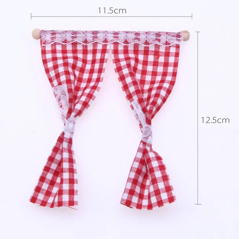 For OB11 Dollhouse Miniature Curtain Flower Curtain 1/12 Scale Dollhouse Decor Accessories Lattice Model Furniture