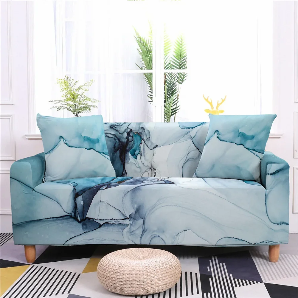 Modern Light Luxury Marble Style Sofa Cover All-inclusive Polyester L-shaped Sofa Quan Gai Home Living Room Big Sofa Fundas 4