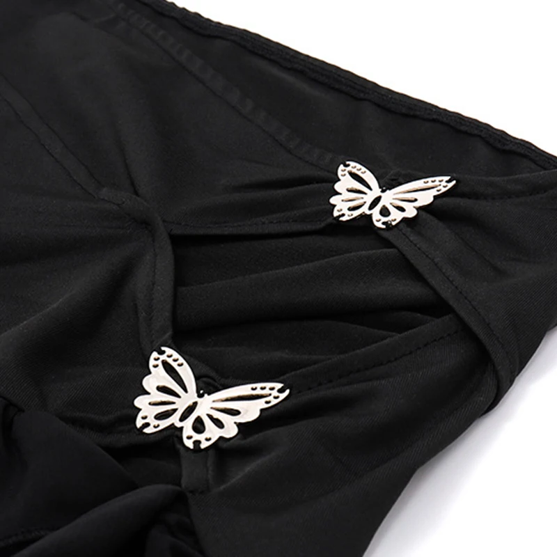 y2k Skirt Women Coquette Clothes Solid Color Low Waist Butterfly Ruffle Trim Mini Skirt 2000s Party Skirts Streetwear _
