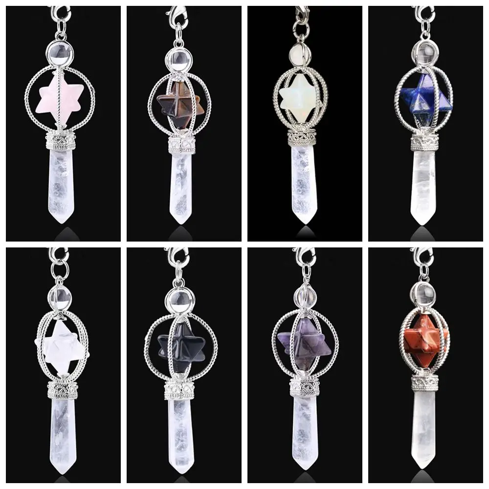 

Dowsing Divination Natural Crystal Pendulum Length 18.5cm Multicolor Esotericism Stone Necklace Clear Quartz Gemstone