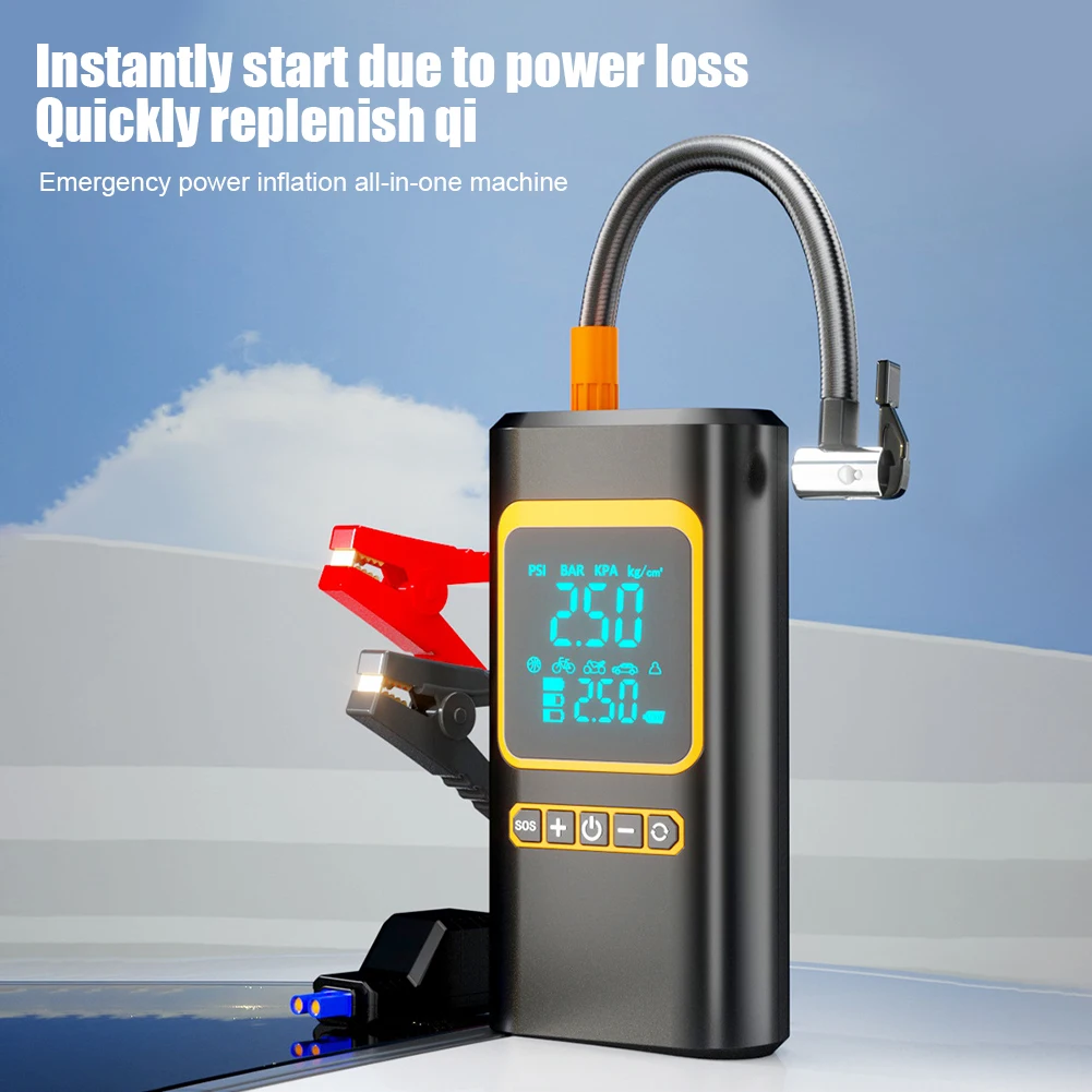 air pump electric tire inflator air compressor pump air compressor tire inflator inflatable pump car battery jump starter 120W 1000A Car Jump Starter Power Bank 4 In 1 150PSI Air Compressor Tire Inflator Portable Battery Booster with LED Flashlight
