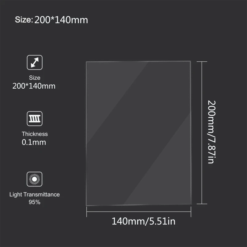 수지 3D 프린터용 SLA/LCD FEP 필름 200x140x0.1mm FEP 이형 필름