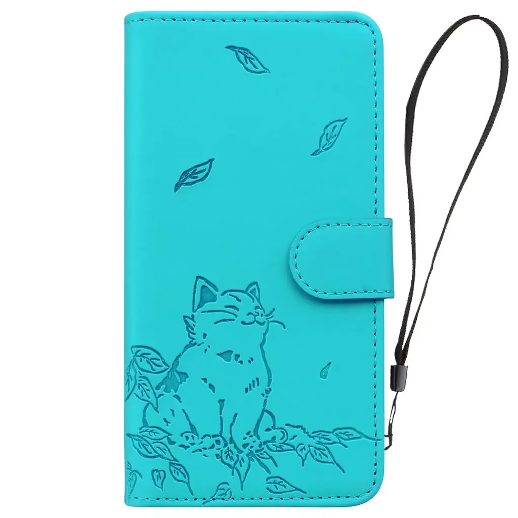 Kawaii Cat Leather Flip Wallet Phone Case Cover