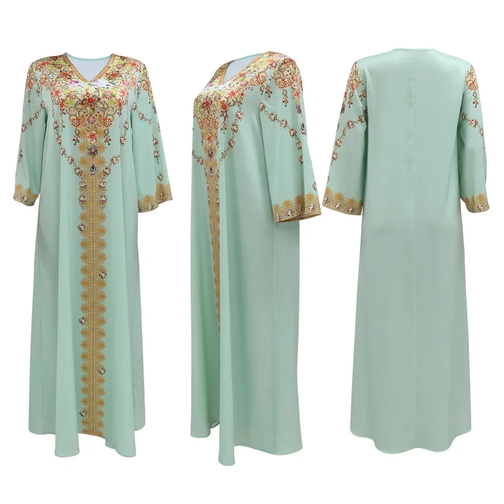 Abaya Dress Ethnic Fashion Printed Robe Muslim Dress