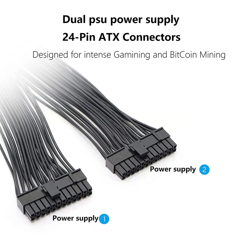 4X Dual PSU Power Supply 24-Pin ATX Motherboard Splitter Cable,24Pin(20+4) For ATX Motherboard Extension Cable