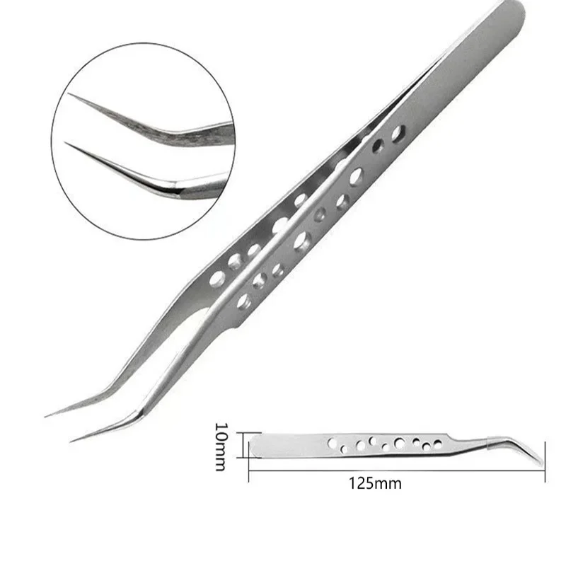 Stainless Steel Industrial Tweezers Anti-static Magnetic Curved Straight Tip Precision Forceps for Electronics Repair &Crafting