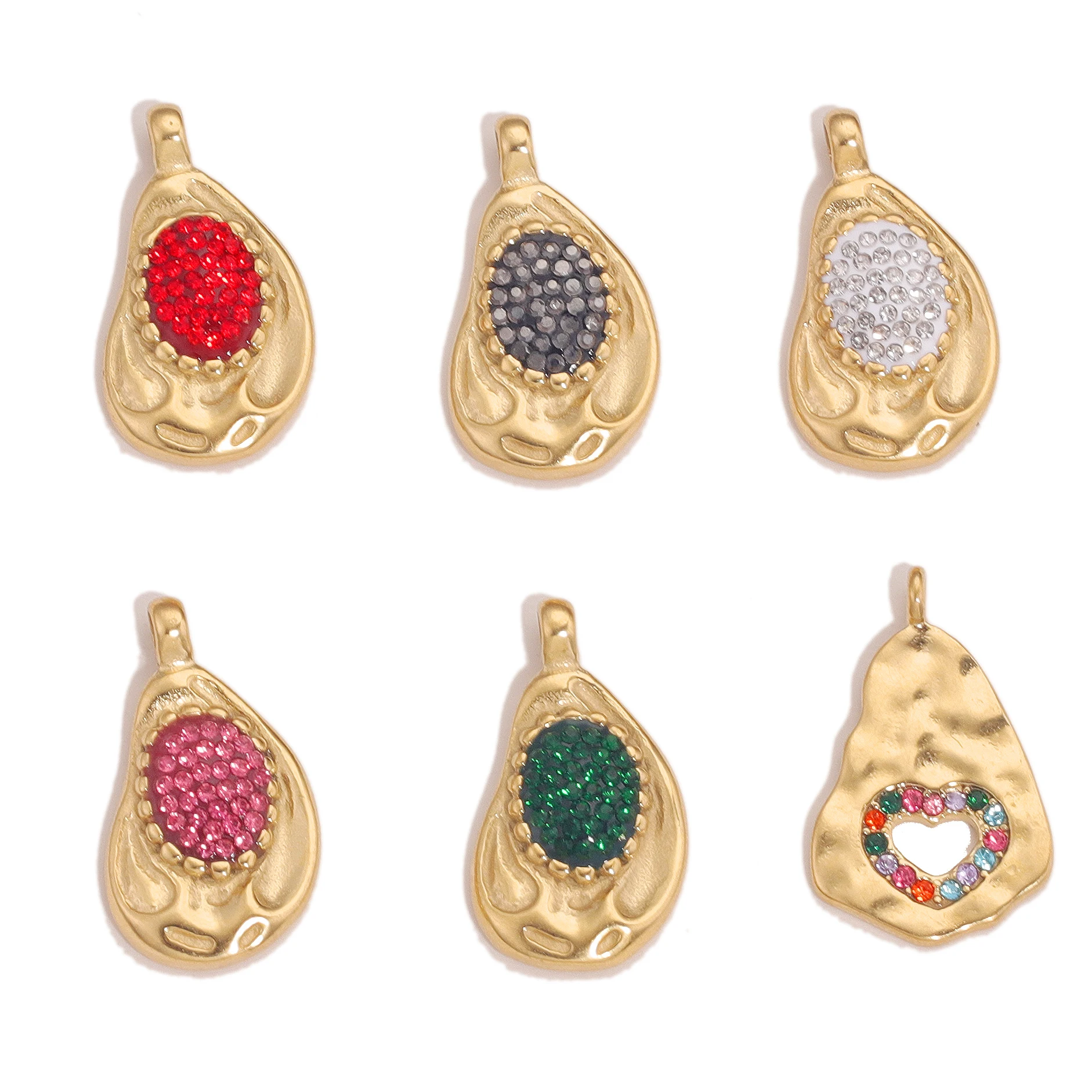 

4pcs Gold Stainless Steel Cute Fruit Pear Love Charms for Jewelry Making Supplies DIY Earrings Necklace Bulk Wholesale