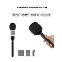 Handheld Wireless Interview Microphone Adapter with Windshield Foam for Rode GO II for DJI Mic 1 2 Wireless Lavalier Microphone