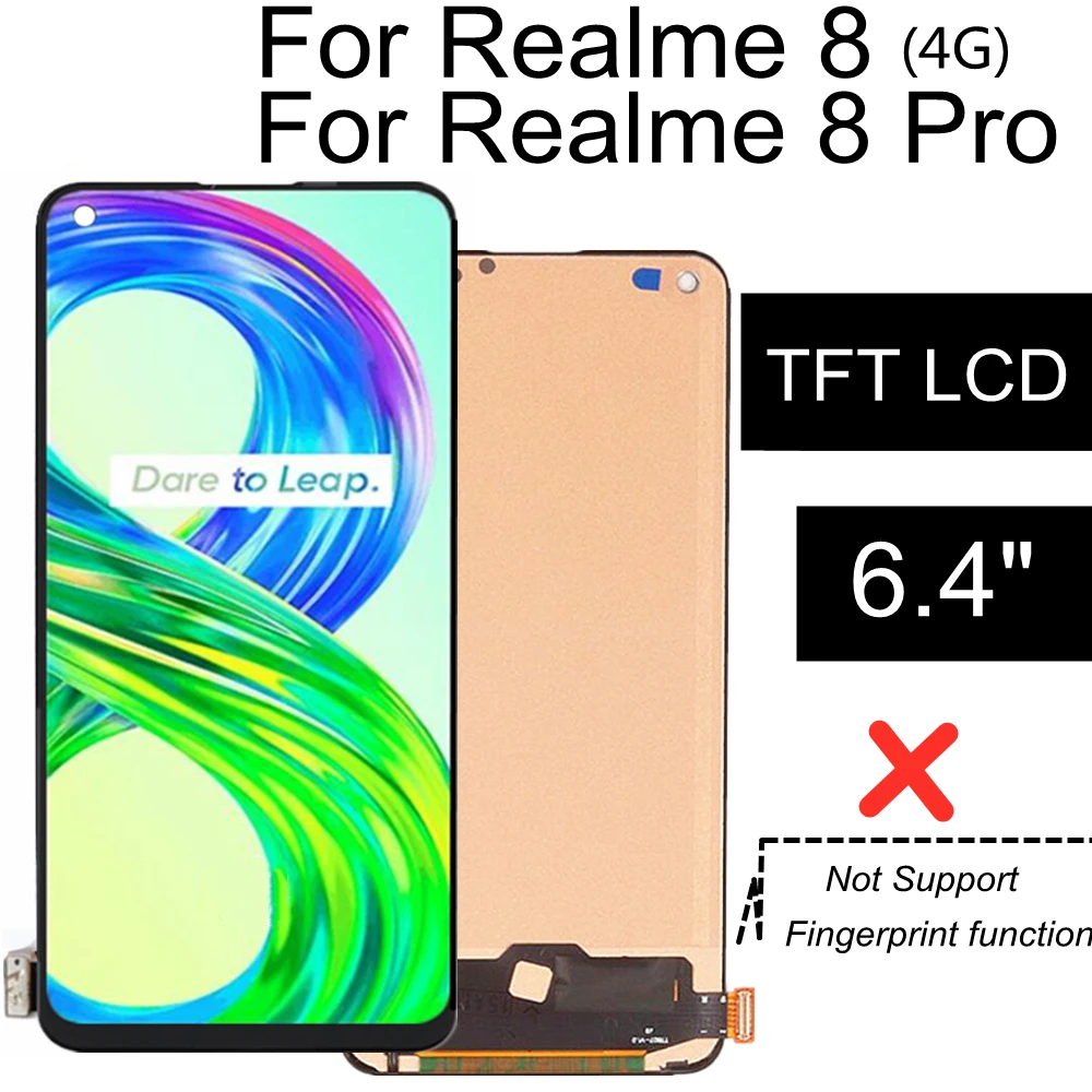 6.40 "Tft Lcd Per Realme 8 Rmx3085 Display Lcd Touch Screen Sostituzione Gruppo Per Display Lcd Realme 8 Pro Rmx3081