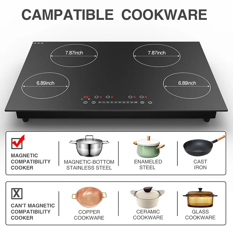 Description Picture 6 of itemMulti-head Four-head Induction Cooker Embedded Commercial Electric Ceramic High-power Heating Furnace English Wholesale