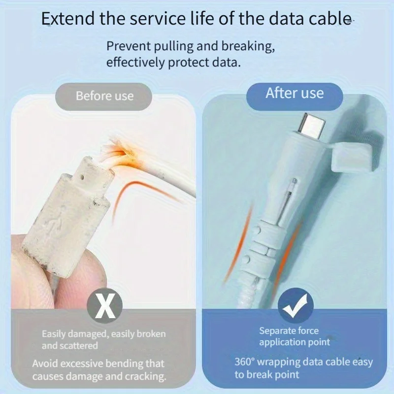 4개입 파손 방지 충전 케이블 보호대, 케이블 정리기, 데이터 케이블 슬리브, USB-C 노트북/태블릿/휴대폰 호환