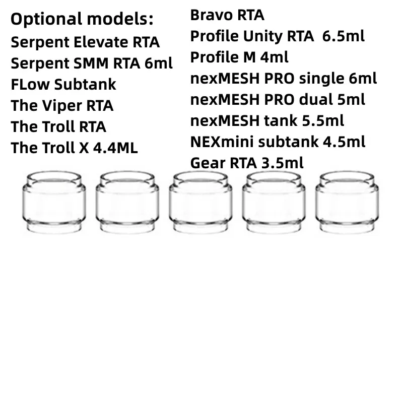 

5PCS YUHETEC Bubble Glass Tube for Wotofo Serpent Elevate RTA/FLow Subtank/The Viper RTA/Bravo RTA/Profile M/nexMESH PRO single
