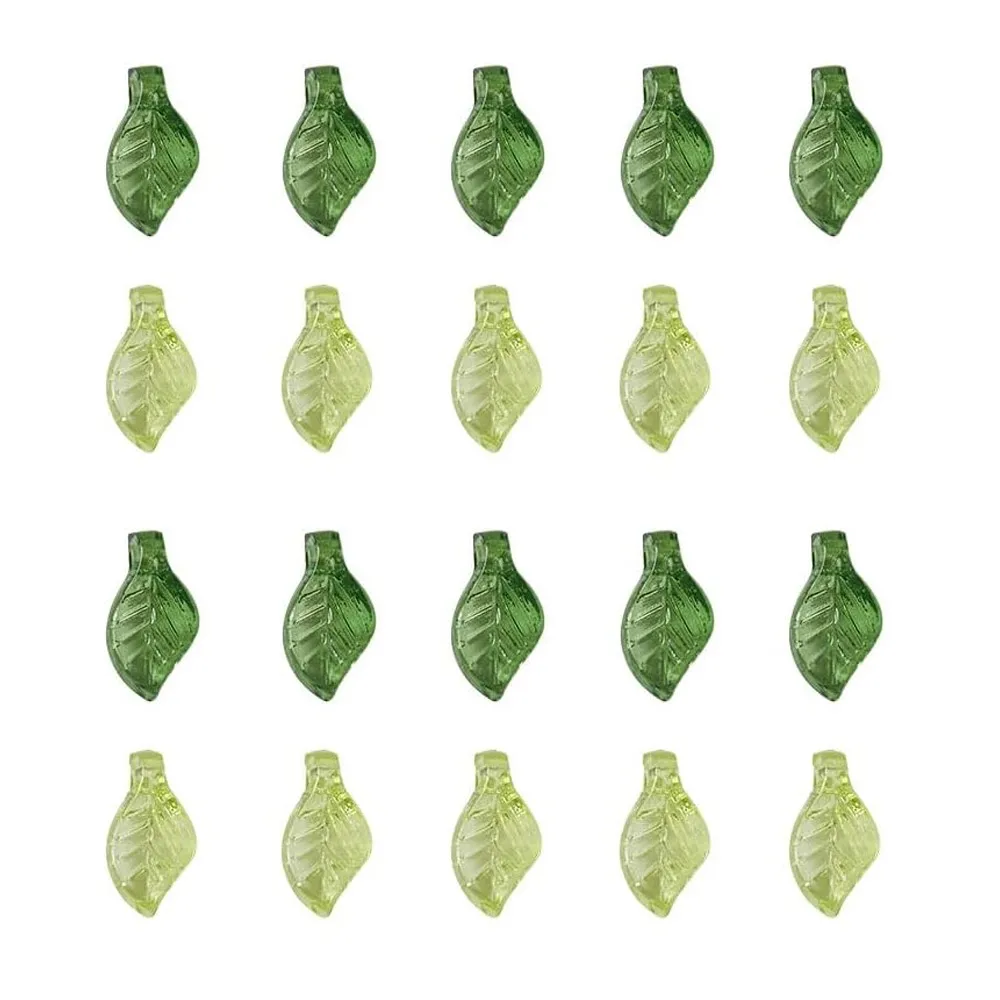 Acrylic Green Leaf Spacer Charms 4