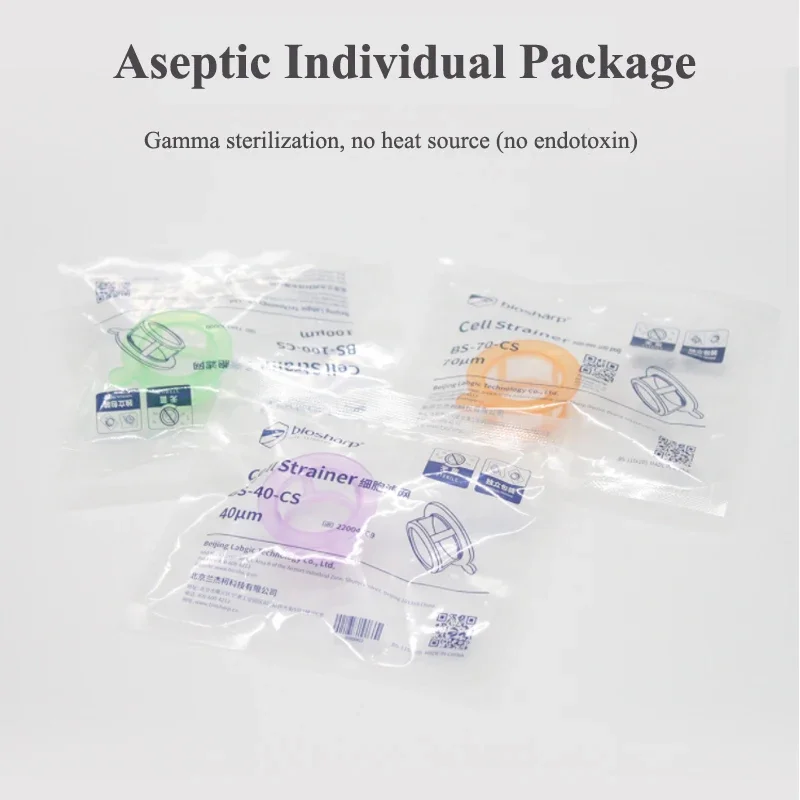 Biosharp 10pcs Cell Strainer Nylon Filter Membrane Aseptic Packages 40um 70um 100um Filters for Use with 50ml Centrifuge Tubes