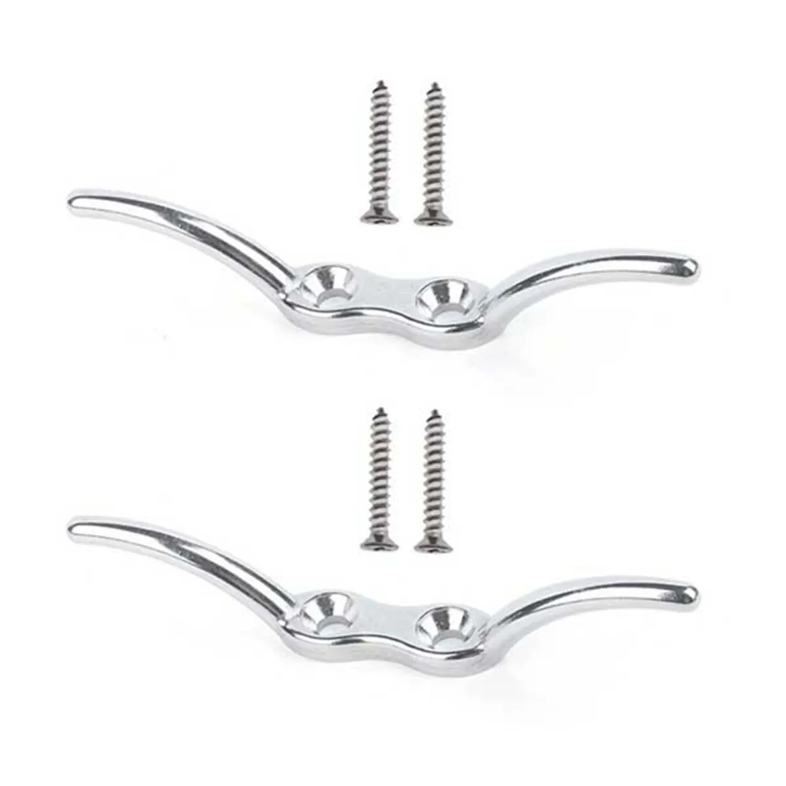 

2pcs Flag Rope Fixing Cleat Hook Stainless Steel Flagpole Cleat Hook Practical For Flagpole For Boats 65mm FlagPole Rope Cleat