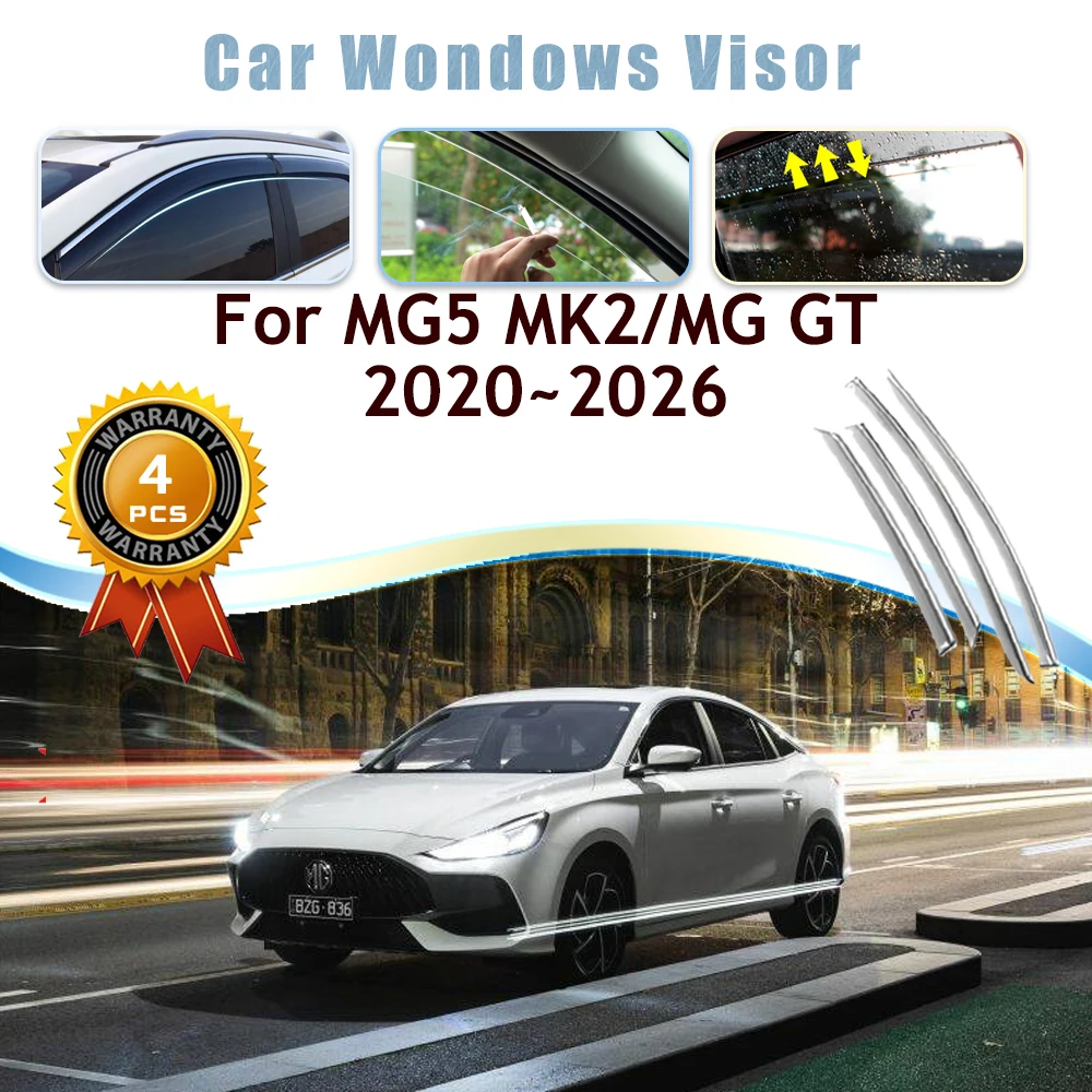 

4PCS Car Window Visor For MG5 MG GT MK2 2020 2021 2022 2023 2024 2025 2026 Rain Guard Deflector Windshield Trim Auto Accessories