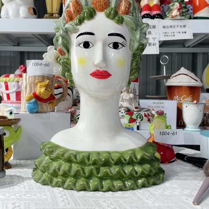 

Nordic Decor Fashion Ceramic Flower Vase Decoration Rustic Home Decor Aesthetic Room Decor Girls Head Vase Decoration For Home