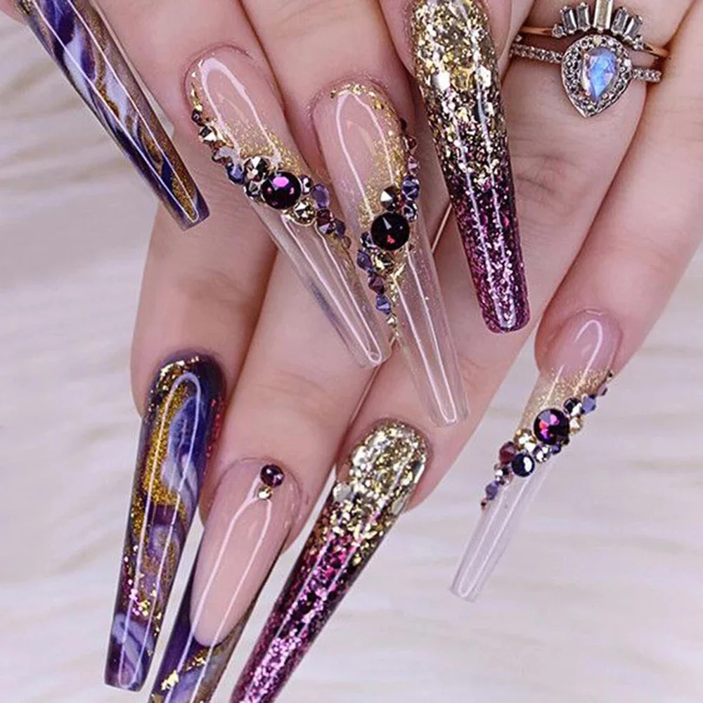 Extra Long False Nail French XXL Coffin Acrylic Half Nail Tips Transparent Natural 600pcs/120pcs