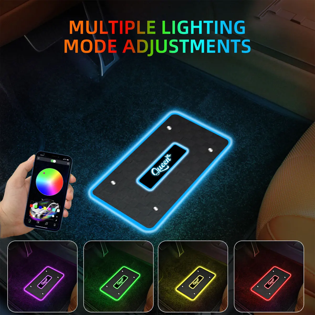Customisation 2/4 in1 Symphony 213 Colors Led Car Ambient Lights App Wirele Control RGB Led car interior light For car foot mats