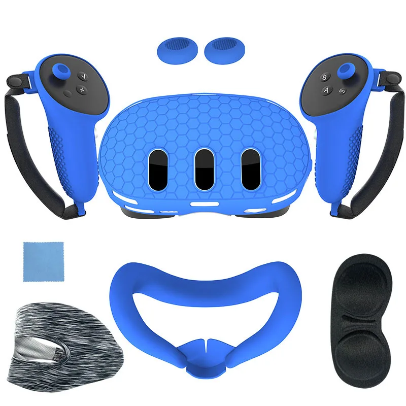 Meta Quest 3 Silicone Protective Cover Set - 7-in-1 VR Accessory Kit with Anti-Leakage Nose Pad and Case Replacement